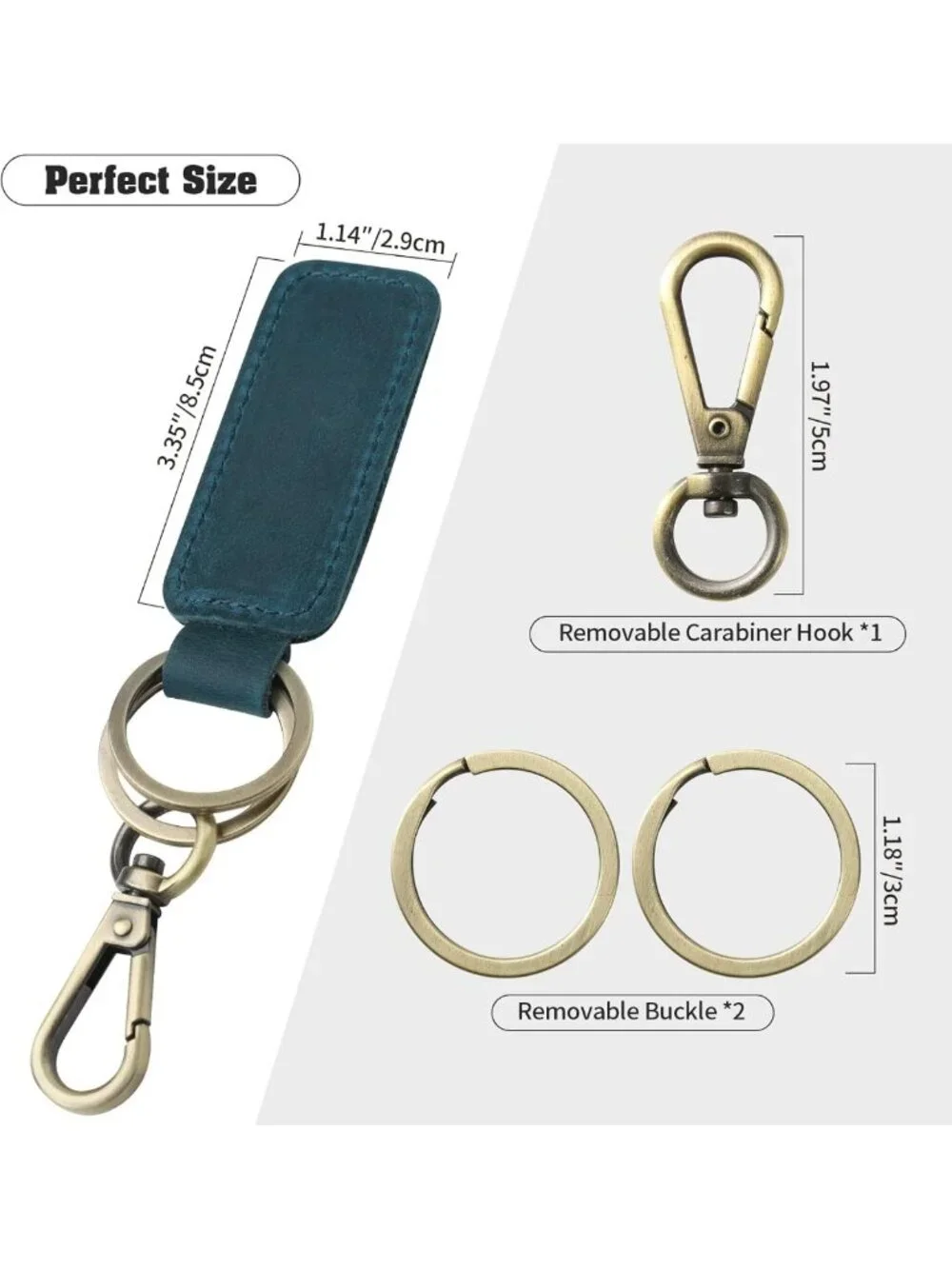 Genuine Leather Universal Key Fob Keychain Holder for Men & Women - Stylish